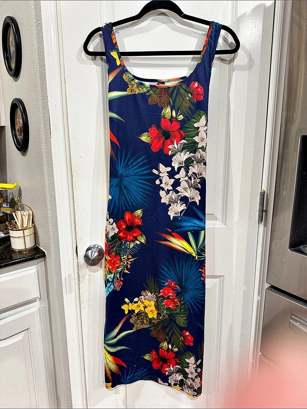 SHEIN Floral Maxi Dress in Blue Size XL Like New